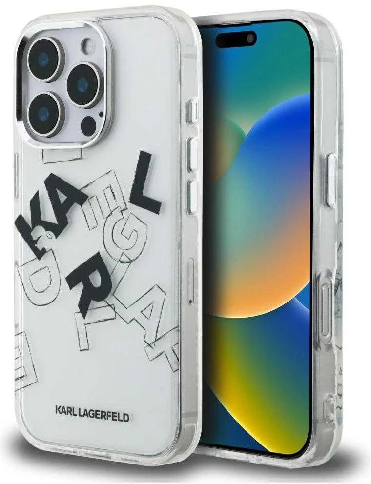 Dėklas Karl Lagerfeld IML Sketched Graphic skirtas Apple iPhone 16 Pro skaidrus