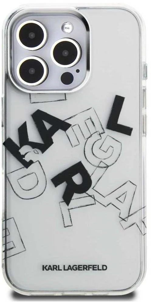 Dėklas Karl Lagerfeld IML Sketched Graphic skirtas Apple iPhone 16 Pro skaidrus