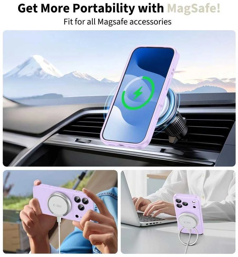 „Tech-Protect“ silikoninis „MagSafe“ dėklas, skirtas „iPhone 17 Pro“ – Violetinė