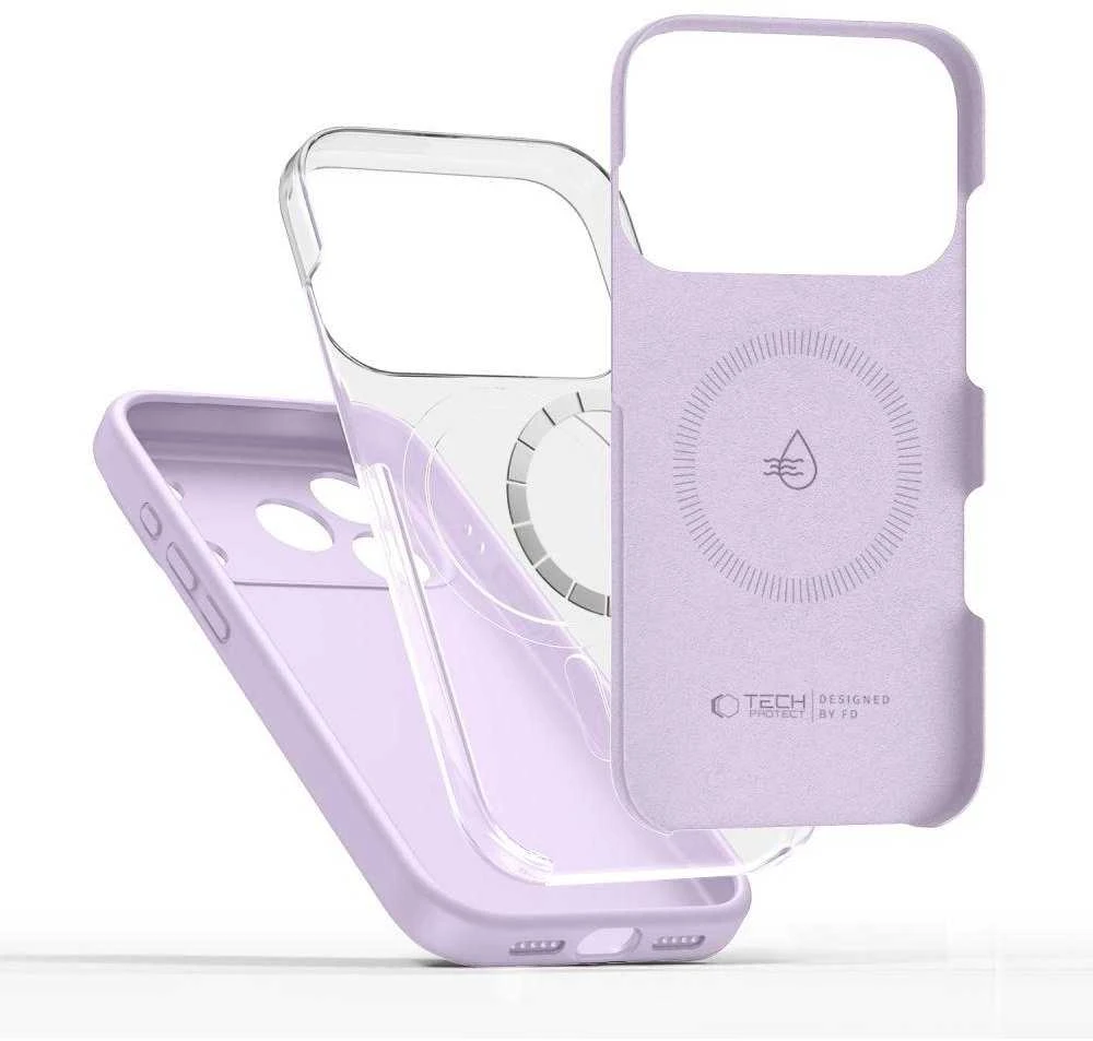 „Tech-Protect“ silikoninis „MagSafe“ dėklas, skirtas „iPhone 17 Pro“ – Violetinė
