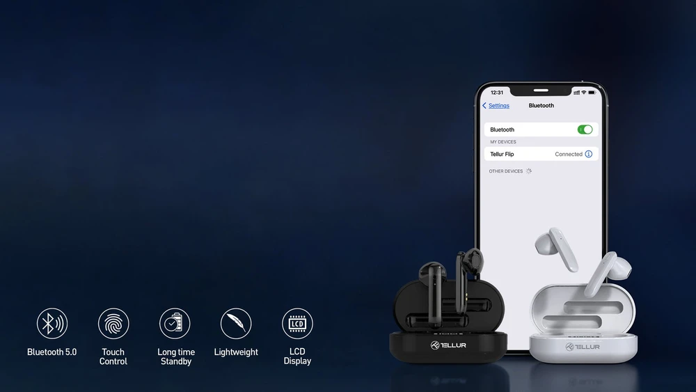 Dėklas Tellur Flip True Wireless Earphones Juodas