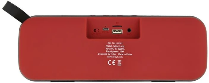 Dėklas Tellur Loop 10W Bluetooth garsiakalbis, raudonas