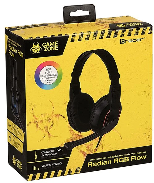 Tracer Gaming Zone Radian RGB Flow ausinės žaidimams, Juodos