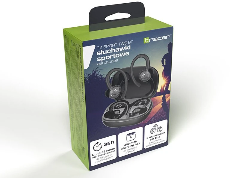 Ausinės Tracer T11 Sport TWS juoda