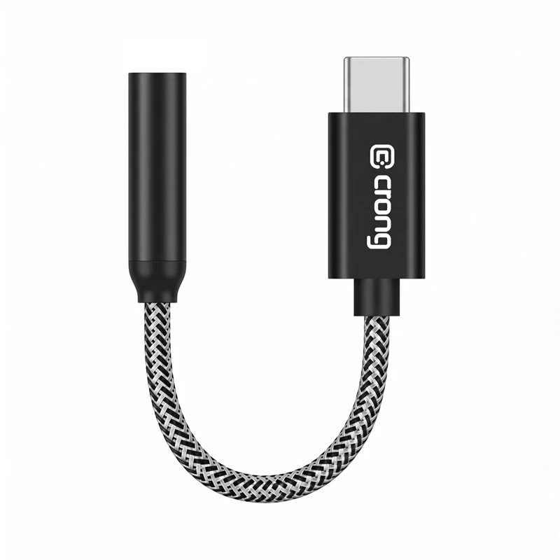 Dėklas USB-C į 3,5 mm garso adapteris su DAC Crong Armor Link, 10 cm, juodas