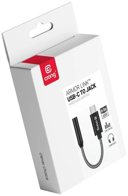 Dėklas USB-C į 3,5 mm garso adapteris su DAC Crong Armor Link, 10 cm, juodas