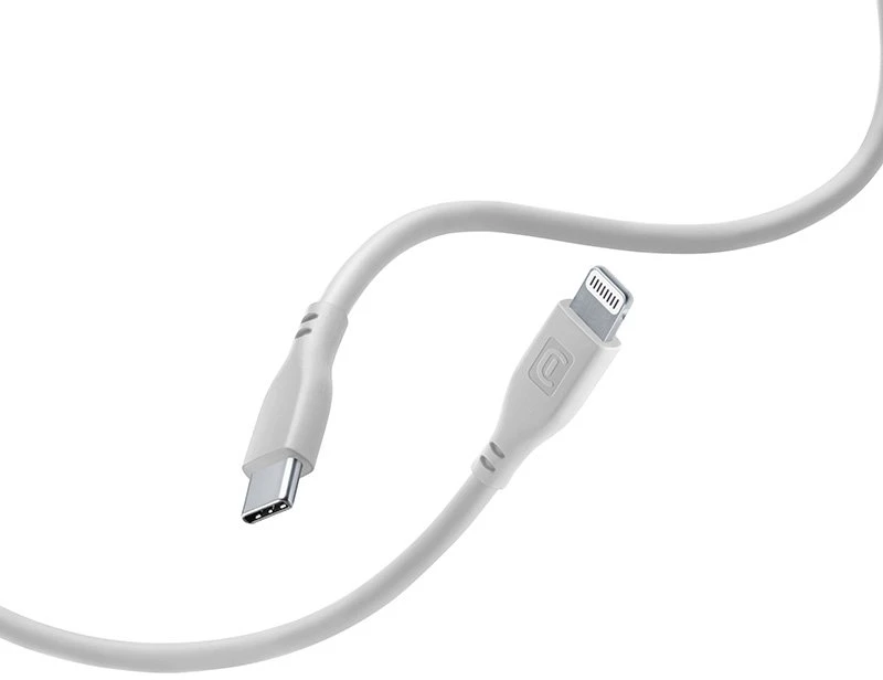 „Cellular Line Cellularline Soft Cable“ – USB-C į „Lightning“ laidas, sertifikuotas MFi, 1,2 m, pilkas