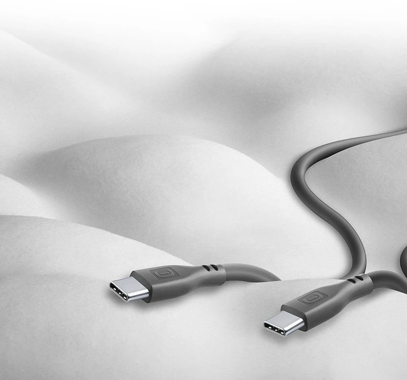 „Cellular Line Cellularline Soft Cable“ – USB-C į USB-C laidas, 1,2 m, juodas
