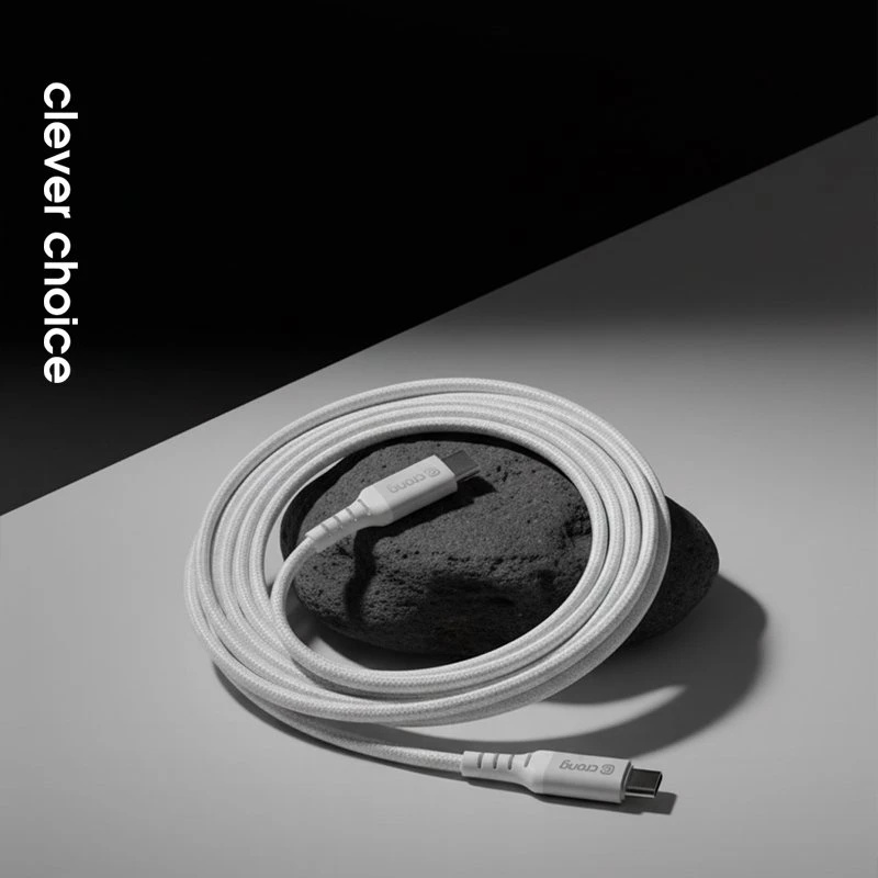Crong Armor Link - 60W PD 3A USB-C to USB-C Cable 25cm baltas