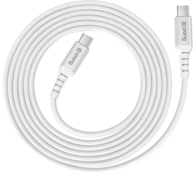 „Crong Armor Link“ – 60 W PD 3A USB-C į USB-C kabelis, 150 cm, baltas