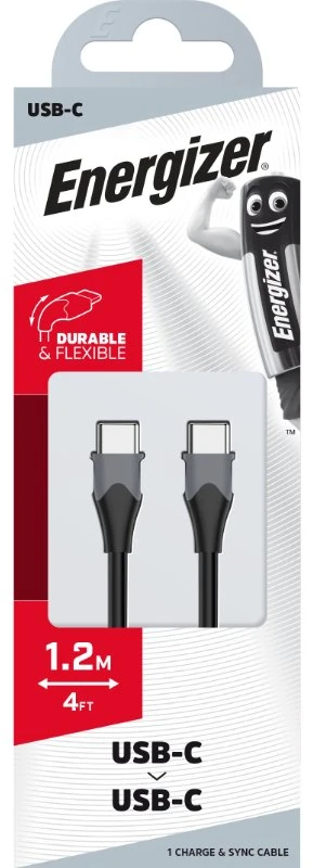 „Energizer Classic“ – USB-C į USB-C jungiamasis laidas, 1,2 m, Juodas