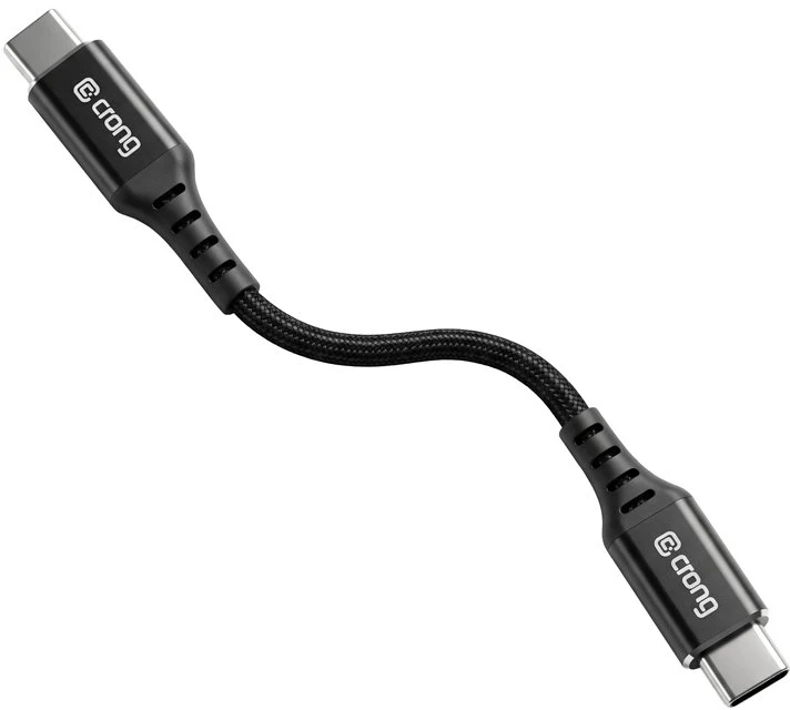 Dėklas USB-C–USB-C laidas 60 W Crong Armor Link, 25 cm, juodas