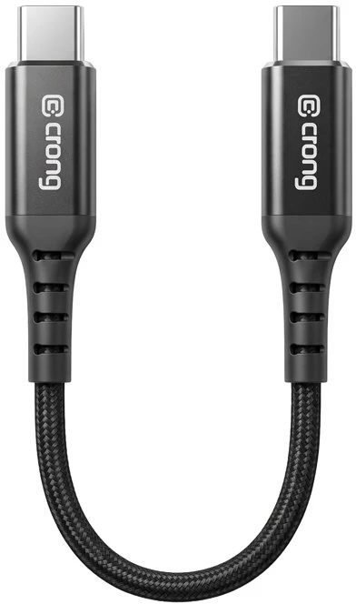 Dėklas USB-C–USB-C laidas 60 W Crong Armor Link, 25 cm, juodas
