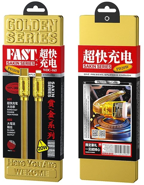 Wk Design WEKOME WDC-163 Sakin Series - USB-C to Lightning PD 20W connecting cable 1 m Gold