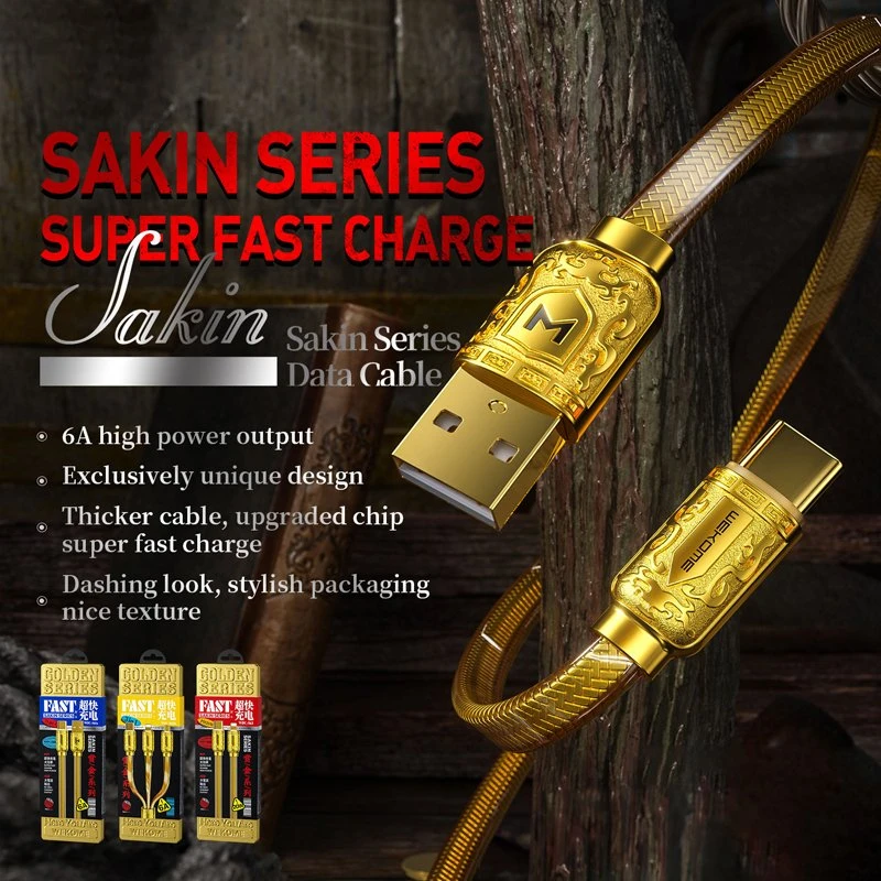 Wk Design WEKOME WDC-163 Sakin Series - USB-C to Lightning PD 20W connecting cable 1 m Gold