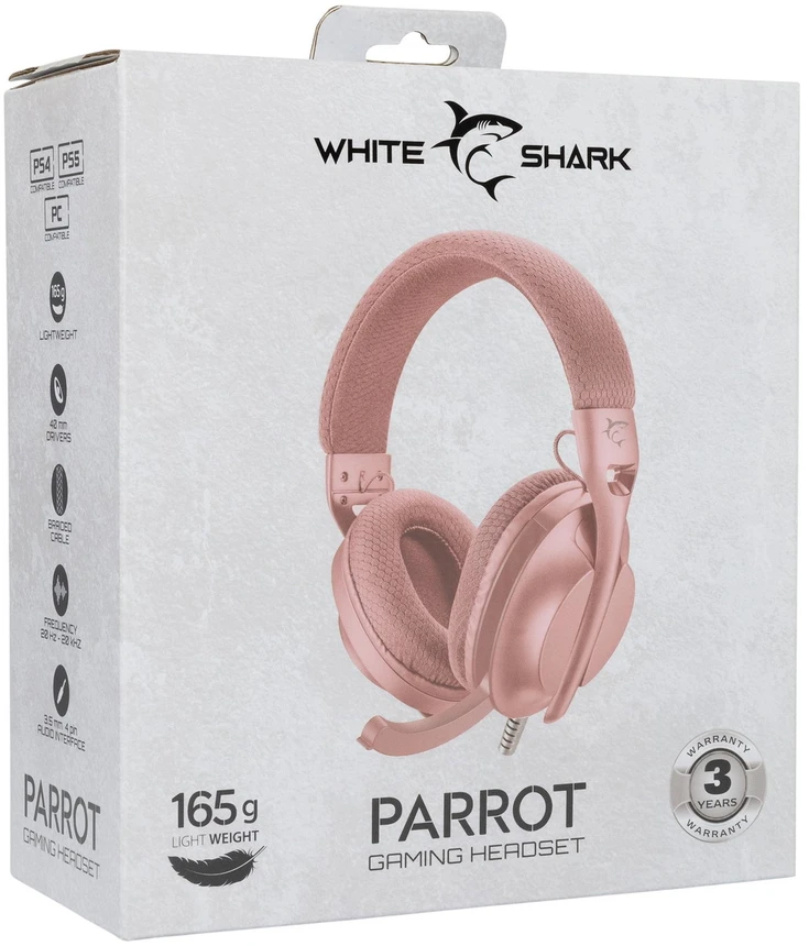 Dėklas Žaidimų ausinės Baltas Shark GH-2440 Parrot Rožinė