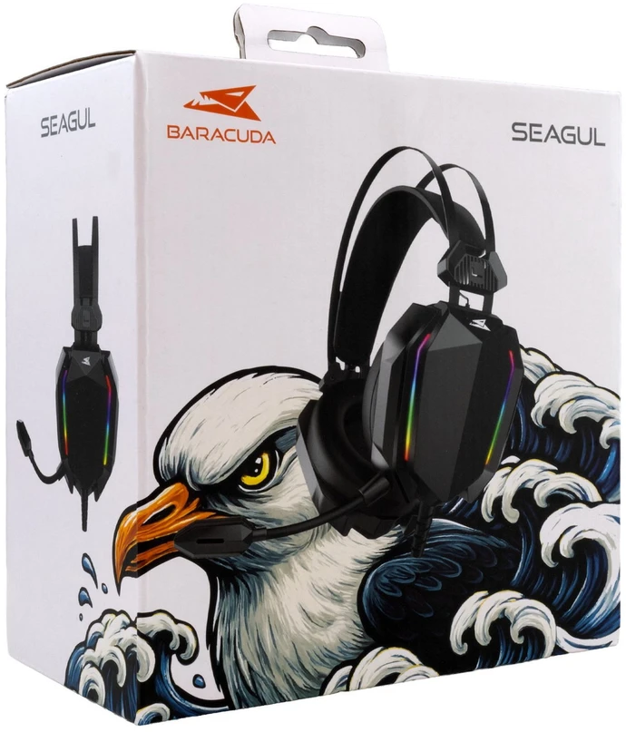 Žaidimų ausinės su mikrofonu Baracuda Seagul Juodas