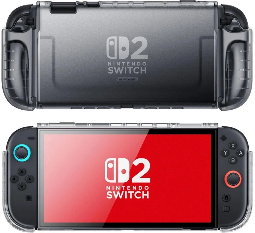 Dėklas žaidimų konsolei skaidrus juodas apsauginis Nintendo Switch 2 Supcase