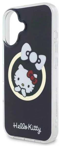 Hello Kitty HKHMP16SHFLBK Apple iPhone 16 6,1″ juodos spalvos kietas dėklas IML Fun bow Magsafe