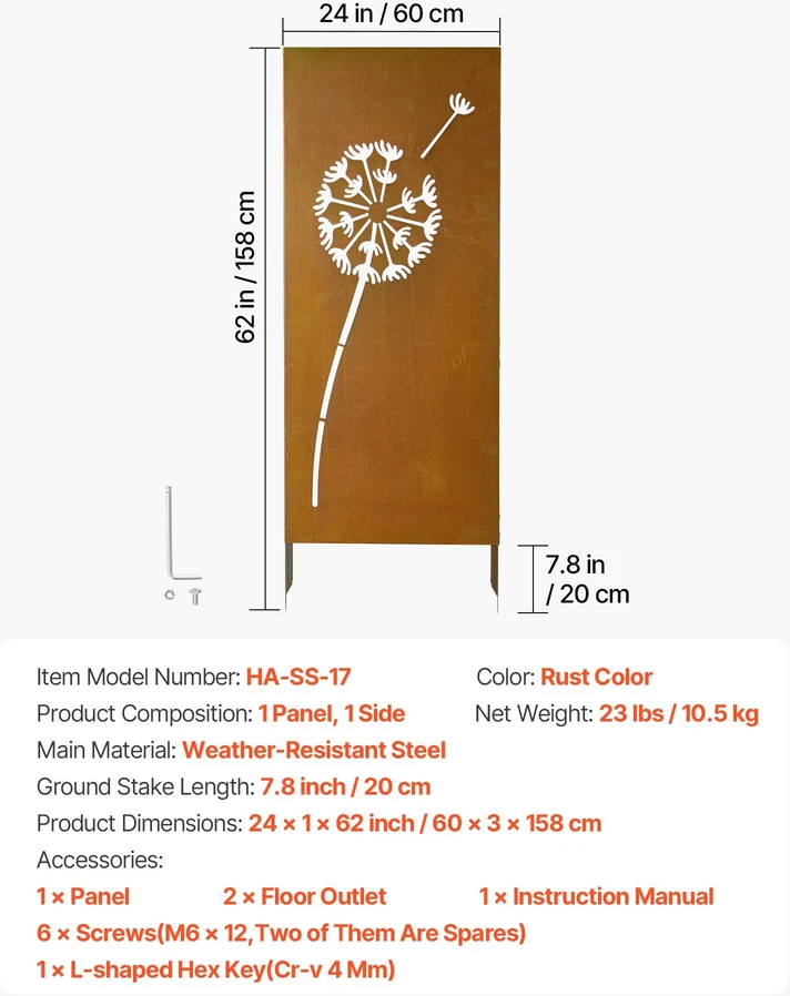 VEVOR Metalinė privatumo tvora 61 x 160 cm