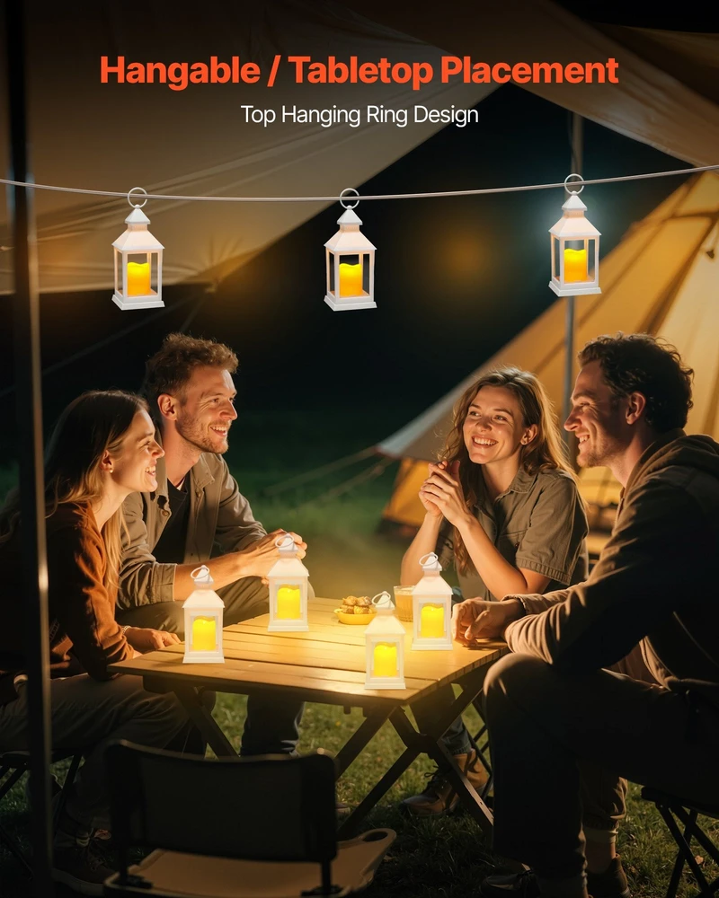 VEVOR 12 vnt. dekoratyviniai žibintai su LED žvakėmis