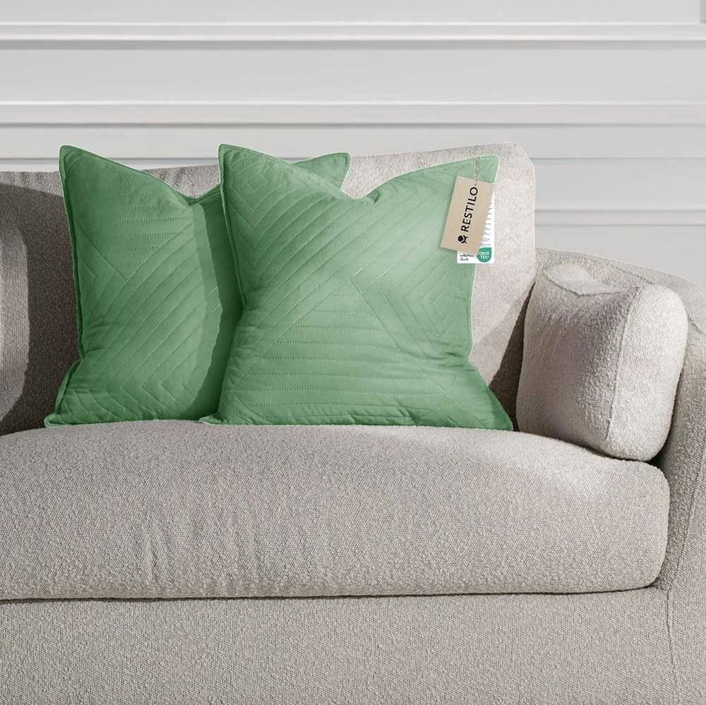 Dekoratyvinis pagalvės užvalkalas 45×45 cm šviesiai žalios spalvos Restilo