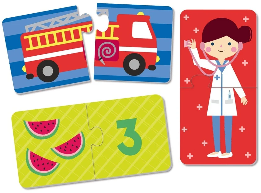 Dėlionė APLI Kids 3 žaidimai: Miestas - transportas, profesijos, skaičiai