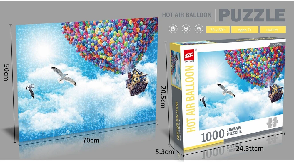 Dėlionė Jigsaw Puzzle Hot Air Balloon, 1000 det