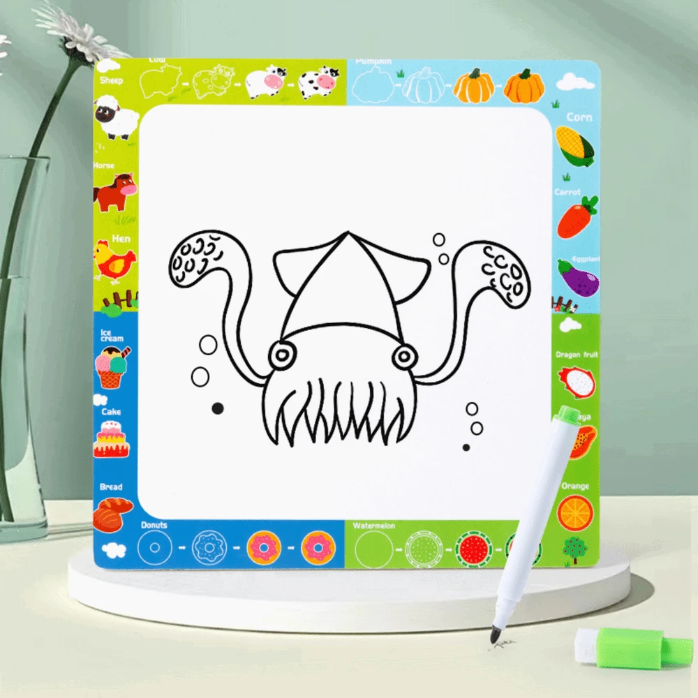 Lean Toys Medinis lavinamasis vaisių dėlionės stovas su piešimo lenta