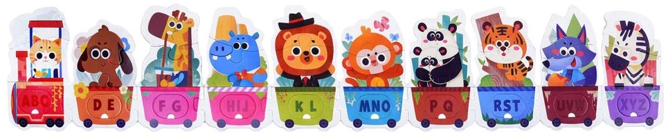 Lean Toys Puzzle Edukacinė dėlionė mažyliams Abėcėlės traukinys su gyvūnais 40 vnt.