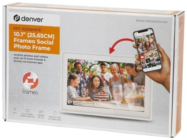 DNV Denver PFF-1021 skaitmeninis nuotraukų rėmelis Balta 25,6 cm (10.1″) Lietimui jautrus ekranas „Wi-Fi“