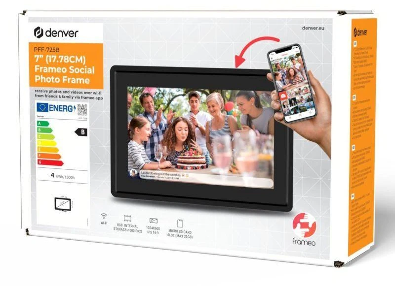 Nuotraukų rėmelis DENVER PFF-725B Digital Photo Frame juodas