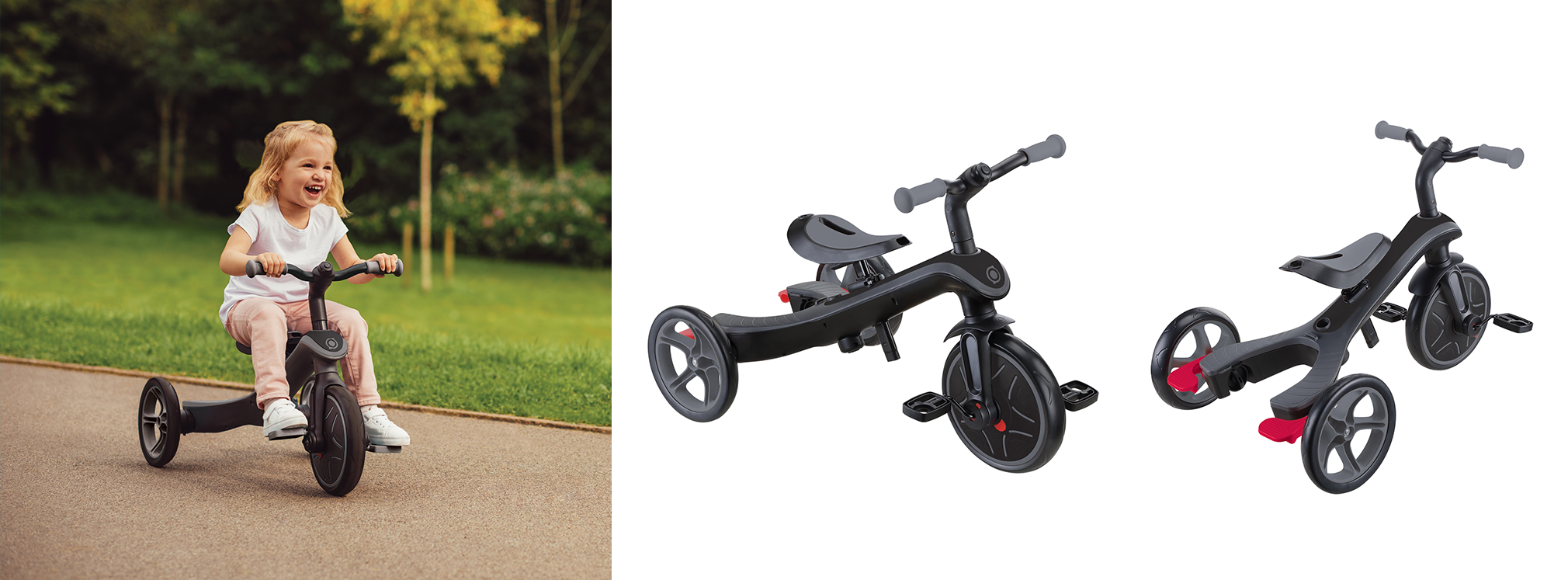 Daugiafunkcinis triratukas Globber Explorer Trike 4in1, pilkas, 633-120 aprašymas - Prekės nuotrauka
