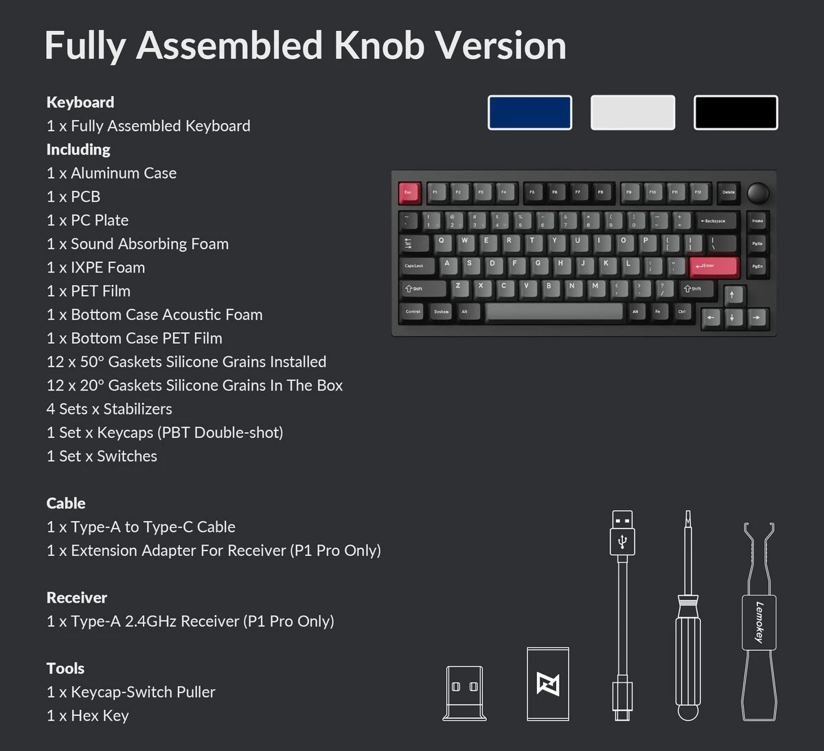 Klaviatūra Keychron Lemokey P1 (Carbon Juodas) aprašymas - Prekės nuotrauka