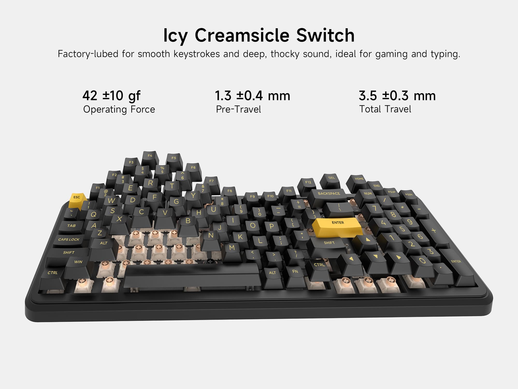 Klaviatūra žaidimams Mchose MC-K99V3-4 belaidė mechaninė MCHOSE Icy Creamsicle su pašvietimu szaro-juoda aprašymas - Prekės nuotrauka