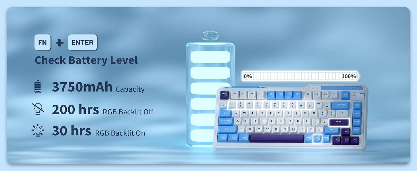 Blue Mėlyna Klaviatūra Royal Kludge KZZI K75 Lite (Mėlyna sea) aprašymas - Prekės nuotrauka
