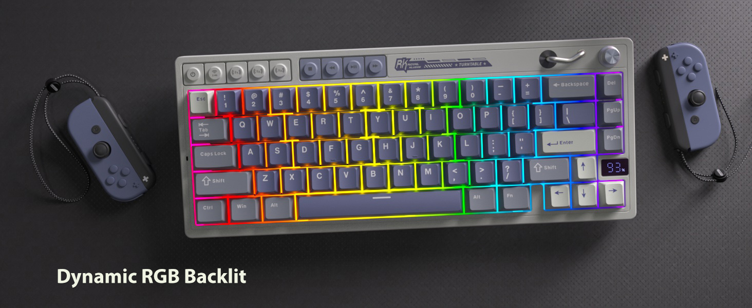 Royal Kludge M65 RGB Ocean Mėlyna belaidė klaviatūra | 60%, Hot-swap, Creamy switches, US aprašymas - Prekės nuotrauka