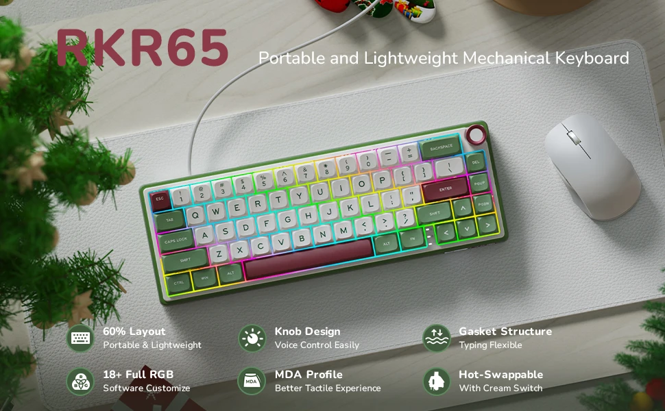 Klaviatūra Royal Kludge R65 (Žalias sand) aprašymas - Prekės nuotrauka