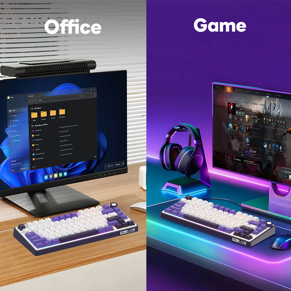 Royal Kludge RK R75 RGB Blackberry laidinė klaviatūra | 75%, Hot-swap, Sidabrinis switches, US aprašymas - Prekės nuotrauka