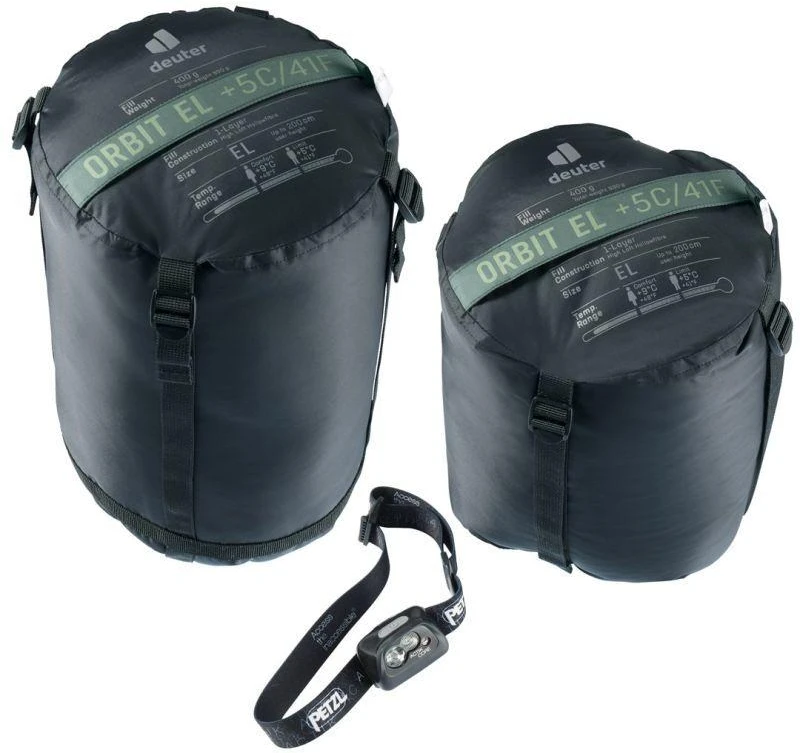Deuter Orbit EL +5C/41F suaugusiųjų mumijos formos miegmaišis, medžiaga: polietersulfonas (PES), „Ripstop“, žalia spalva
