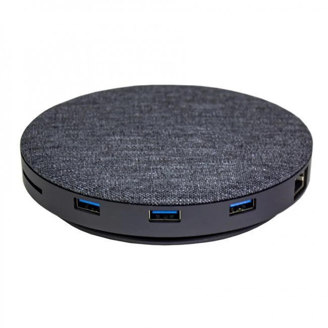 Devia UFO 10in1 USB-C šakotuvas su belaidžiu įkrovimu, pilkas