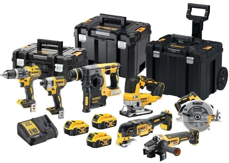 DeWalt Akumuliatorinis įrankių rinkinys DCK755P3T, DCD796+DCF887+DCS355+DCS334+DCH273+DCG405+DCS570, 18V XR, 3x5.0Ah, Li-Ion, TStak