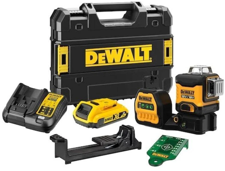 DeWALT kryžminių linijų lazerinis nivelyras DCE089D1G18 12V/18V  (1x2.0 Ah)