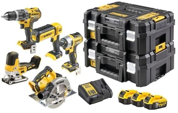Akumuliatorinių įrankių rinkinys DeWalt DCK500P3T-QW; 18 V; 3x5,0 Ah akum.