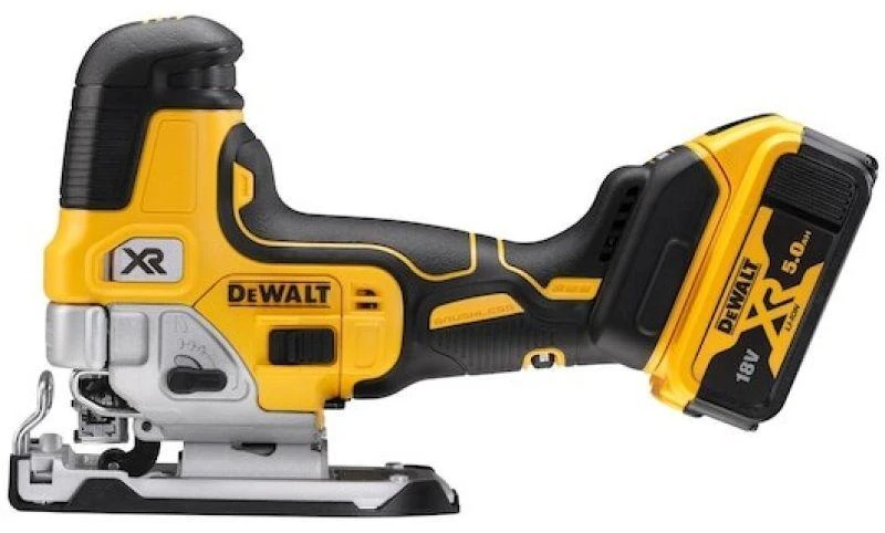 Akumuliatorinis siaurapjūklis DeWalt DCS335P2; 18 V; 2x5,0 Ah akum.