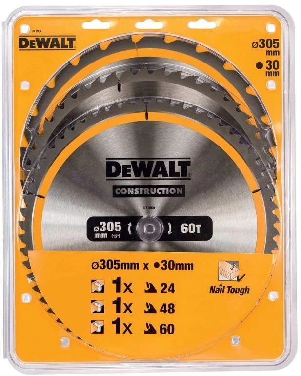 Pjovimo diskas medienai DeWalt DT1964-QZ; 24T; 48T; 60T; 305 mm; 3 vnt.