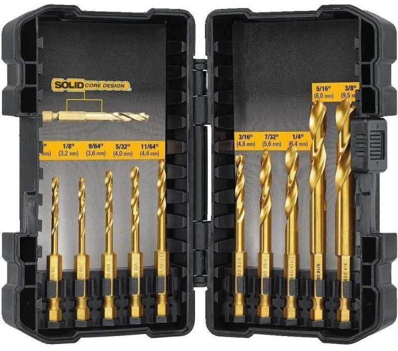 Grąžtas Grąžtų komplektas metalui DeWalt Titanium; 3-12 mm; 10 vnt.