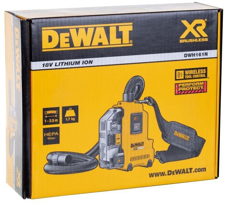 Dulkių surinkimo sistema DeWalt DWH161N-XJ; 18 V; (be akumuliatoriaus ir pakrovėjo)