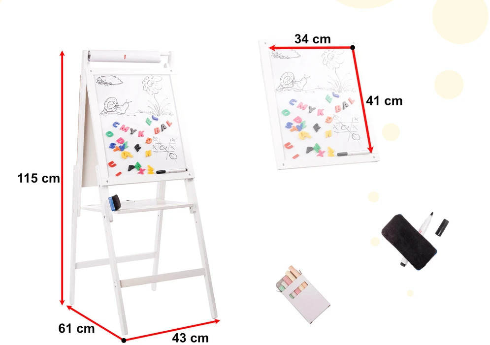 Ikonka Magnetinė medinė kreidinė lenta balta didelė XXL