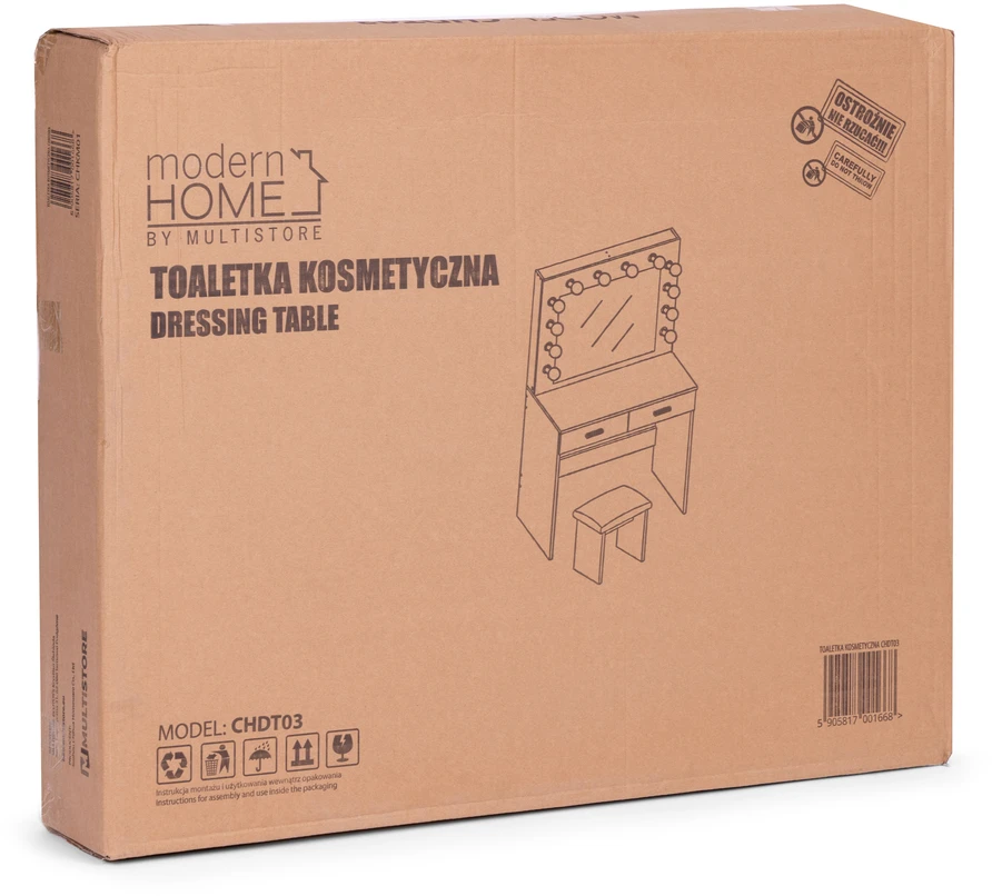 Modernhome Didelis modernus kosmetinis staliukas su apšviestu veidrodžiu